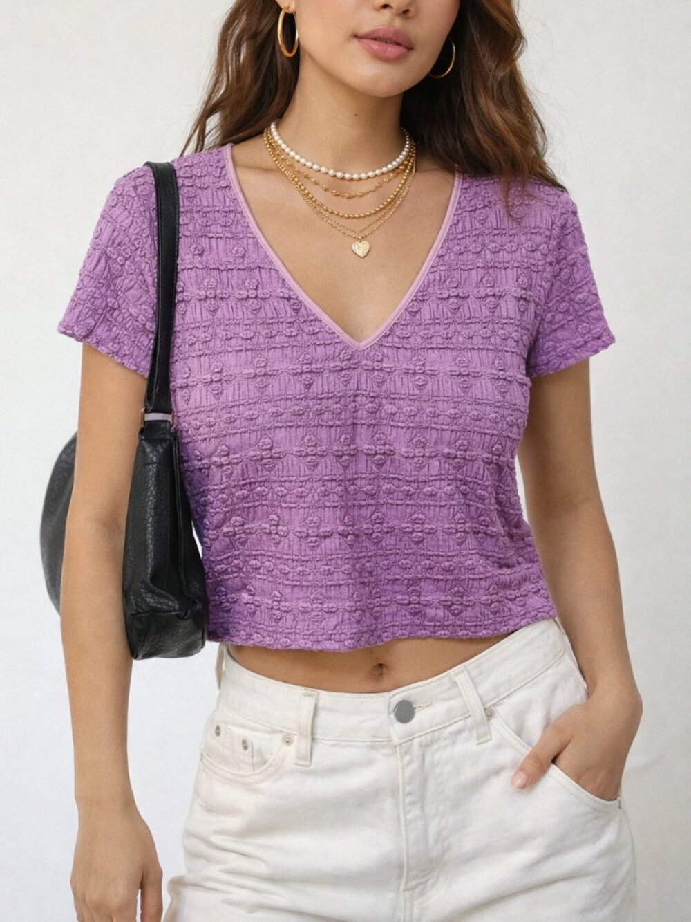 Y2K Babydoll Top Women's XL Petite XLP Purple Mesh Semi-Sheer‎ Cropped 90s 00s